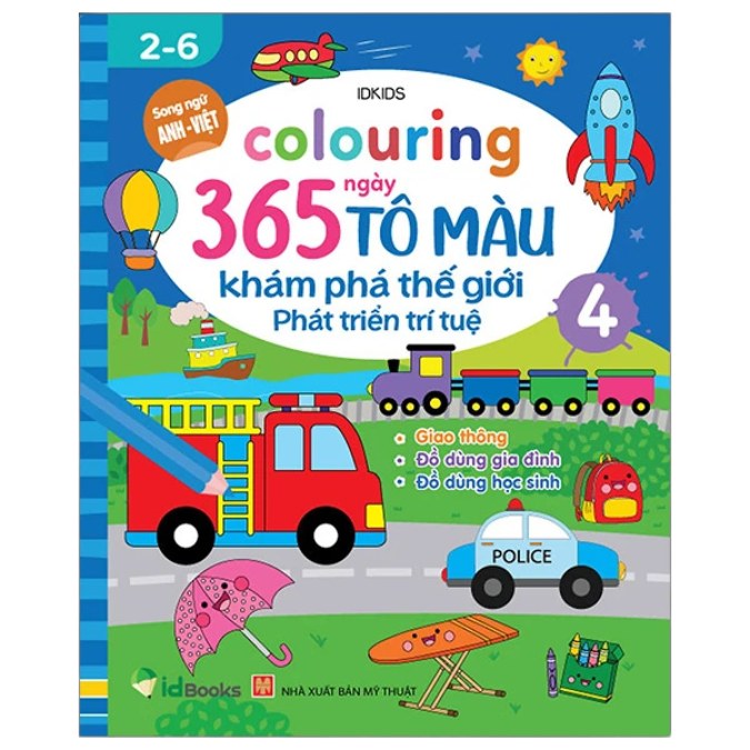 4 Bộ 6 Sách Tô Màu Cho Bé, 365 Ngày Tô Màu Khám Phá Thế Giới, Sách Cho Bé 2-6 Tuổi