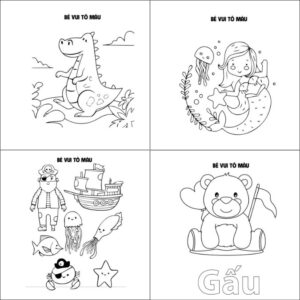 Bộ 100 Tranh Tô Màu Cho Bé, Tặng Kèm Màu Tô Cho Bé, Phù Hợp Cho Bé Từ 3 Tuổi